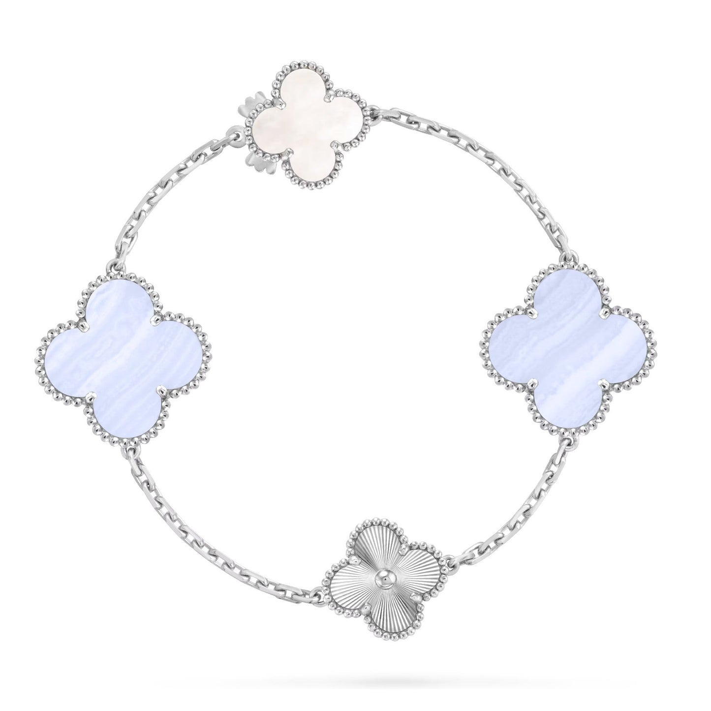 [ELAN LUXE]DETACHABLE CLOVER 15(11+4) FLOWER SILVER NECKLACE SET