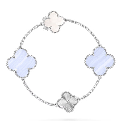 [ELAN LUXE]DETACHABLE CLOVER 15(11+4) FLOWER SILVER NECKLACE SET