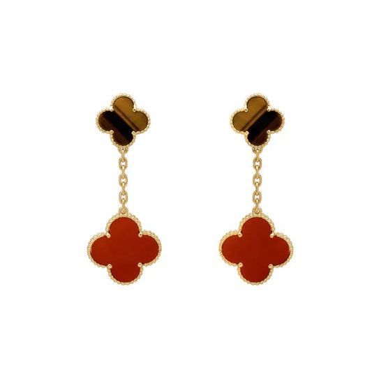 [ELAN LUXE]CLOVER  2 MOTIF  TIGER EYE CARNELIAN EARRINGS
