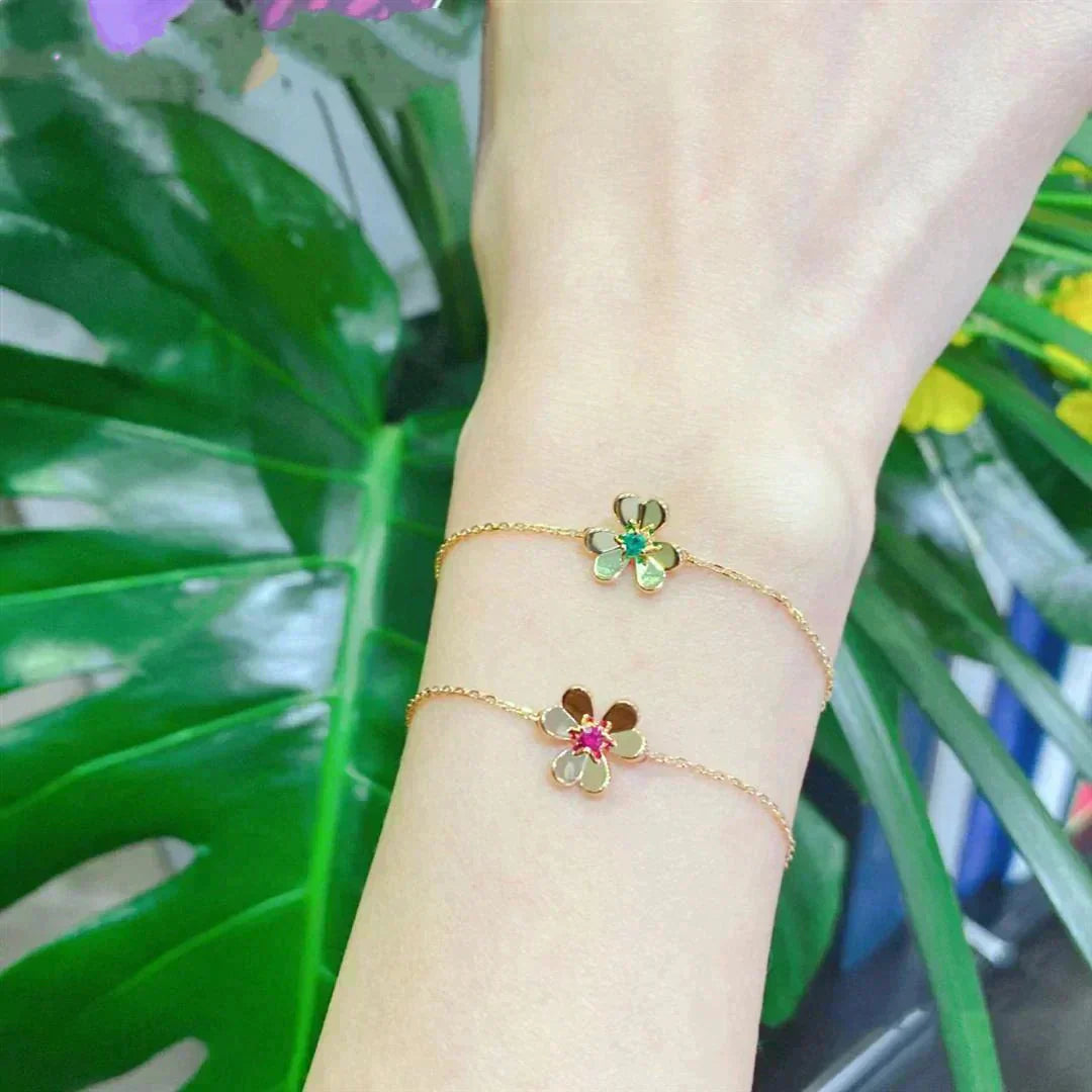 [ELAN LUXE]FRIVOLE GOLD FLOWER PINK MALACHITE BRACELET