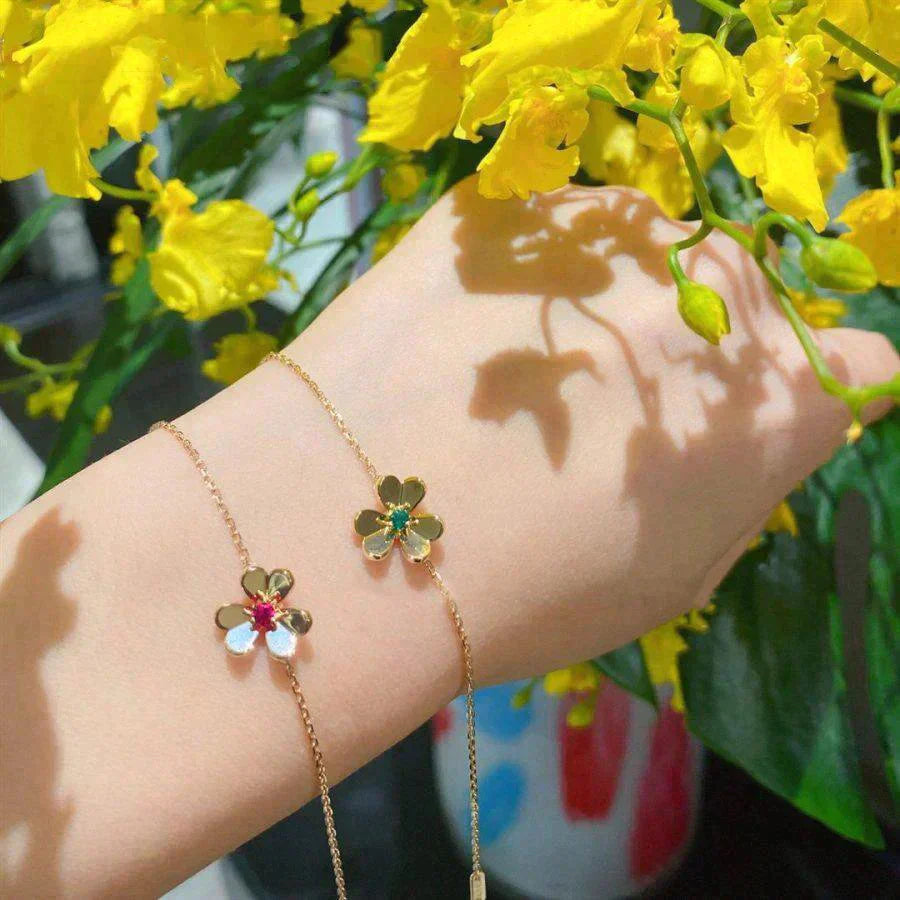[ELAN LUXE]FRIVOLE GOLD FLOWER PINK MALACHITE BRACELET