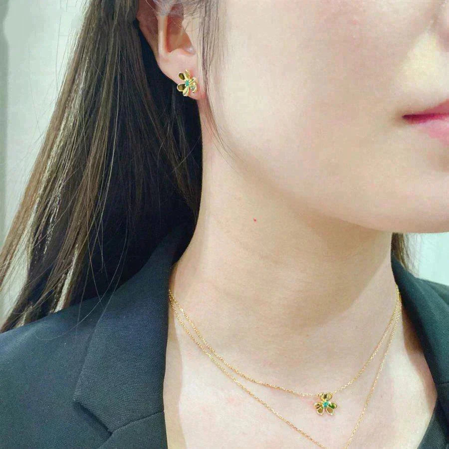 [ELAN LUXE]FRIVOLE  FLOWER MALACHITE EARRINGS