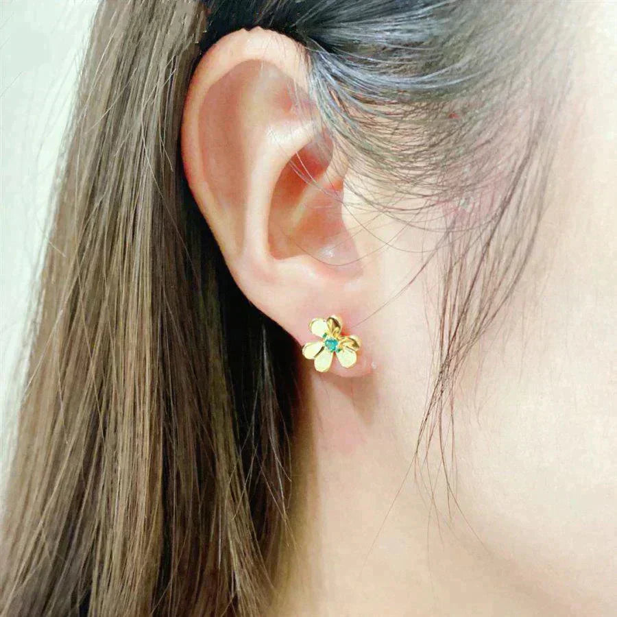 [ELAN LUXE]FRIVOLE  FLOWER MALACHITE EARRINGS
