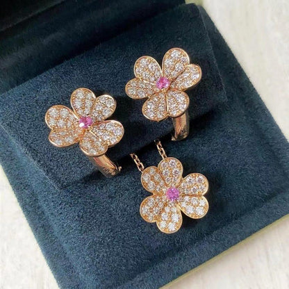 [ELAN LUXE]FRIVOLE PINK GOLD FLOWER DIAMOND EARRINGS