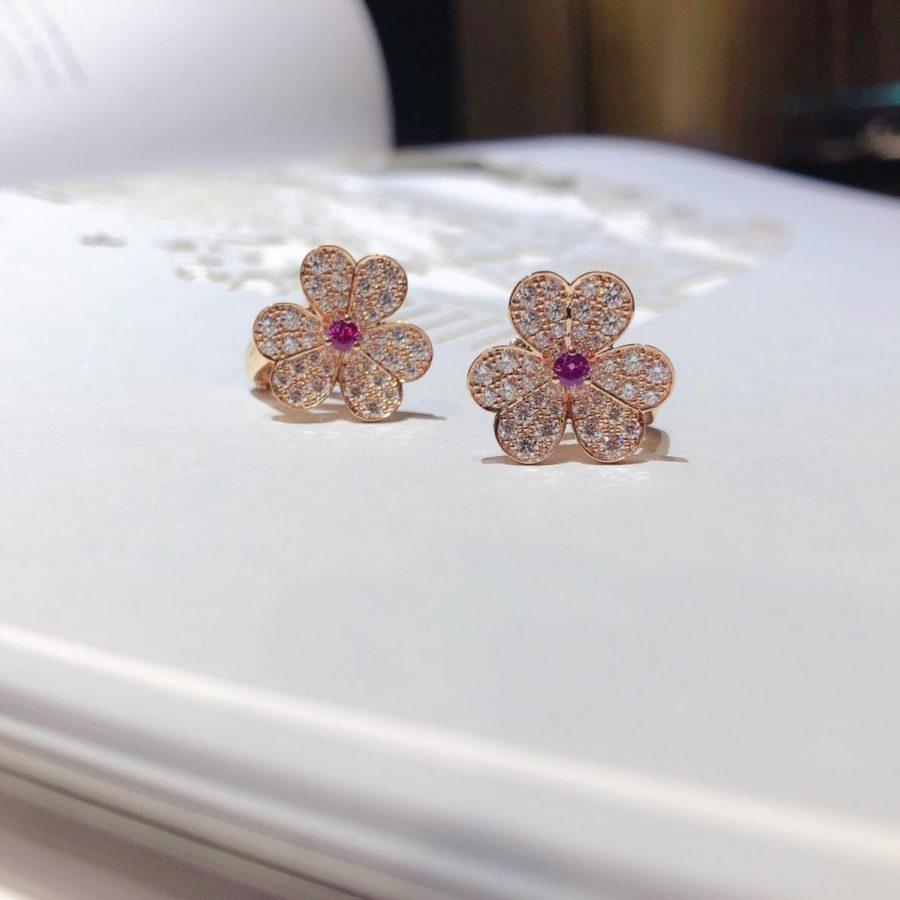 [ELAN LUXE]FRIVOLE PINK GOLD FLOWER DIAMOND EARRINGS