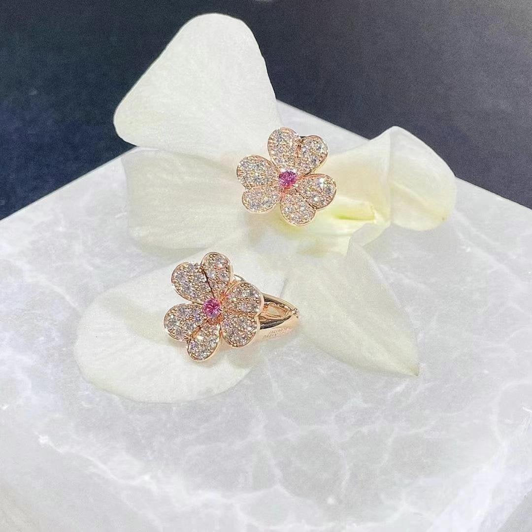 [ELAN LUXE]FRIVOLE PINK GOLD FLOWER DIAMOND EARRINGS
