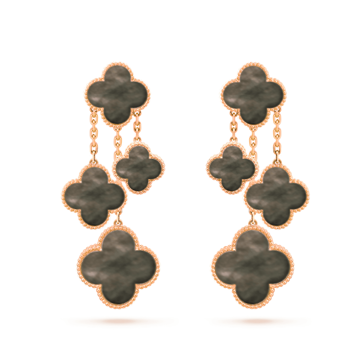[ELAN LUXE]CLOVER EARRINGS DARK MOP 4 MOTIFS ROSE GOLD
