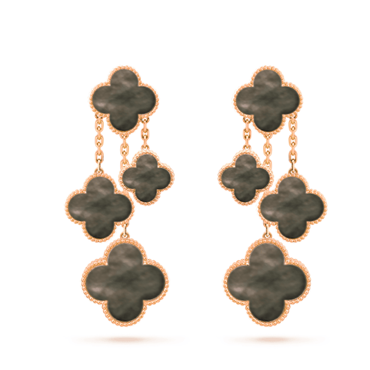 [ELAN LUXE]CLOVER EARRINGS DARK MOP 4 MOTIFS ROSE GOLD