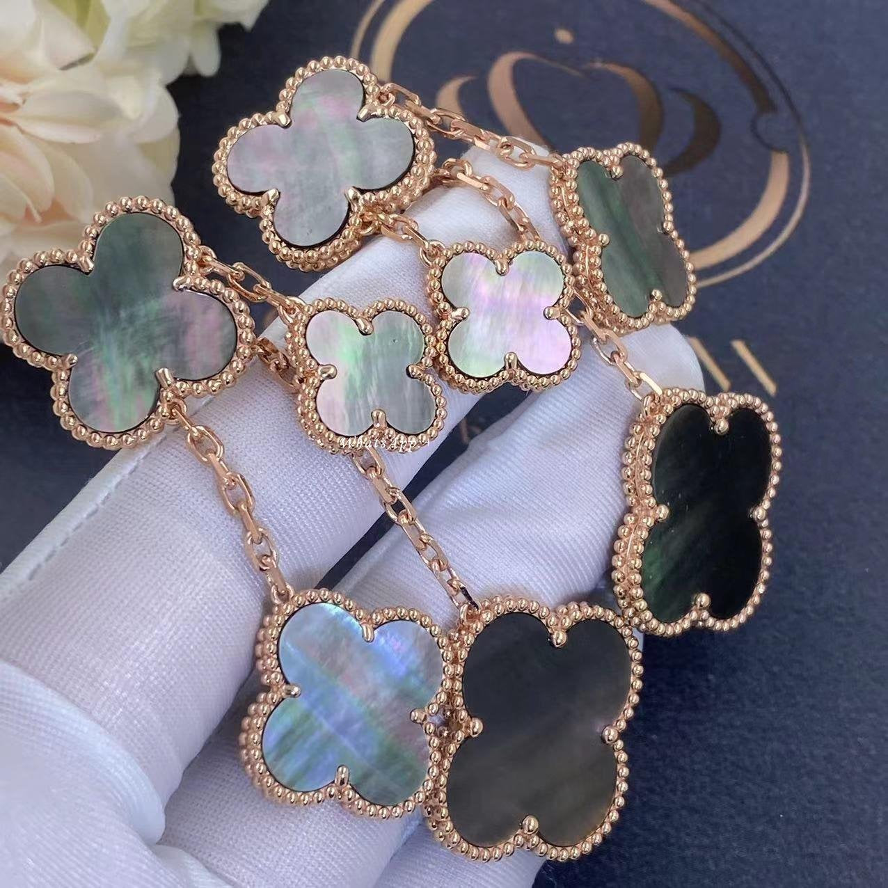 [ELAN LUXE]CLOVER EARRINGS DARK MOP 4 MOTIFS ROSE GOLD