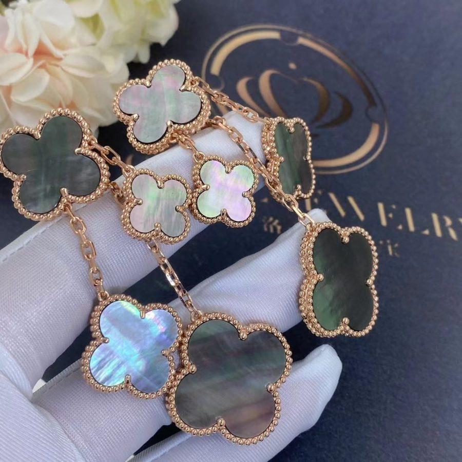 [ELAN LUXE]CLOVER EARRINGS DARK MOP 4 MOTIFS ROSE GOLD