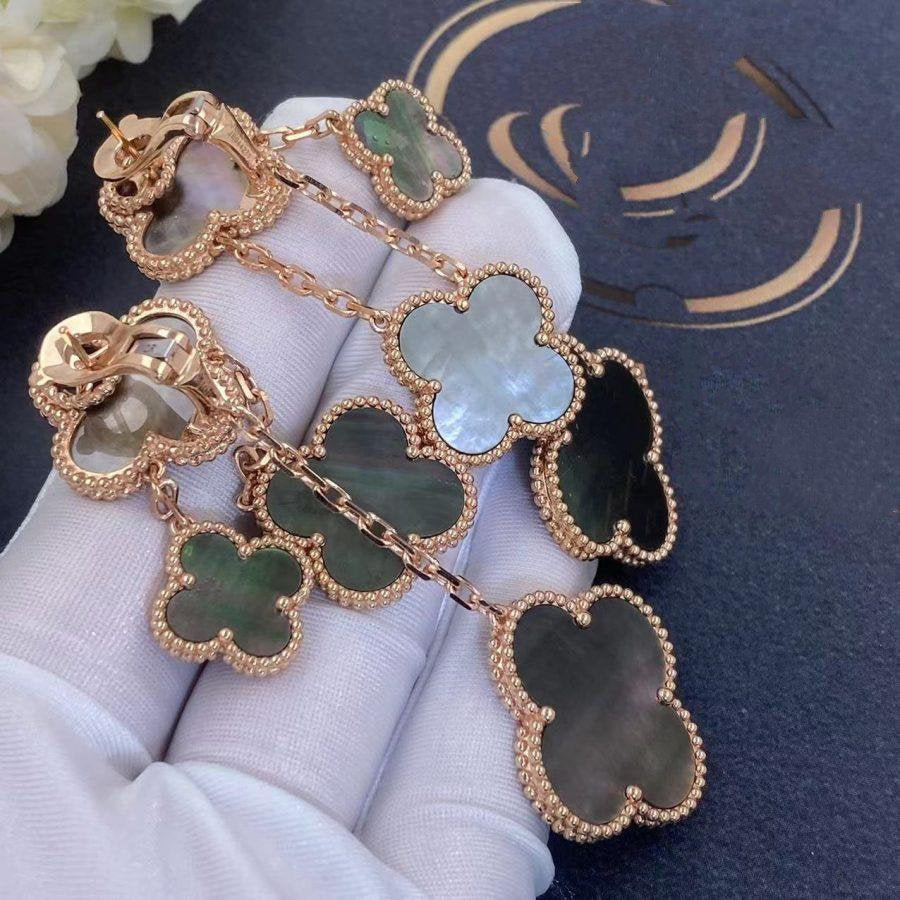 [ELAN LUXE]CLOVER EARRINGS DARK MOP 4 MOTIFS ROSE GOLD