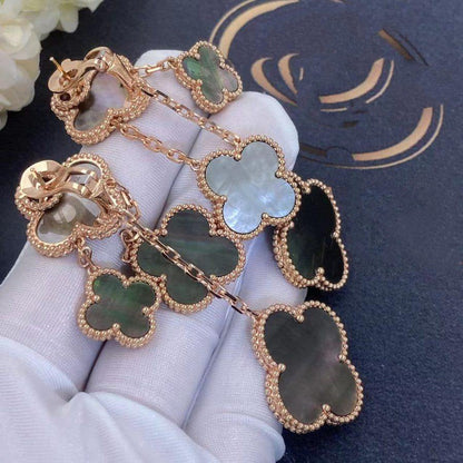 [ELAN LUXE]CLOVER EARRINGS DARK MOP 4 MOTIFS ROSE GOLD