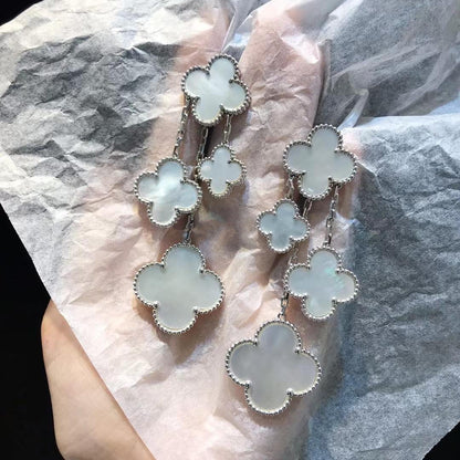 [ELAN LUXE]CLOVER EARRINGS WHITE MOP 4 MOTIFS SILVER