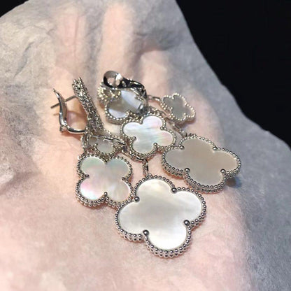 [ELAN LUXE]CLOVER EARRINGS WHITE MOP 4 MOTIFS SILVER