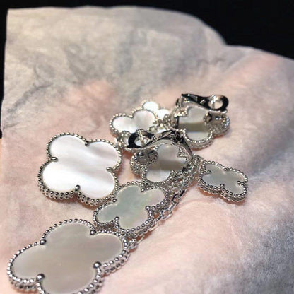 [ELAN LUXE]CLOVER EARRINGS WHITE MOP 4 MOTIFS SILVER