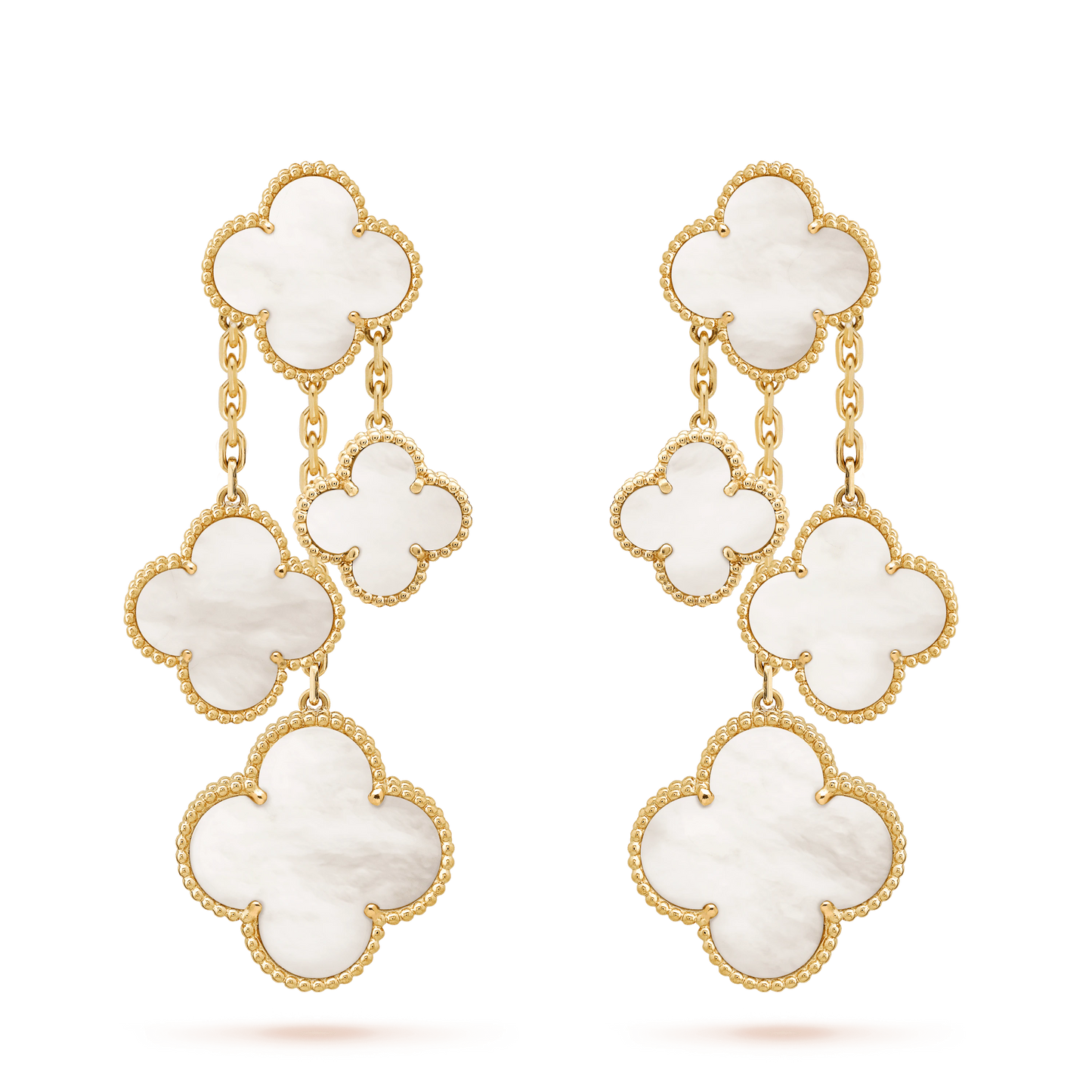 [ELAN LUXE]CLOVER EARRINGS WHITE MOP 4 MOTIFS GOLD