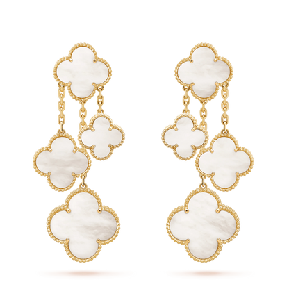 [ELAN LUXE]CLOVER EARRINGS WHITE MOP 4 MOTIFS GOLD