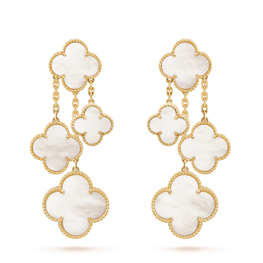 [ELAN LUXE]CLOVER EARRINGS WHITE MOP 4 MOTIFS GOLD