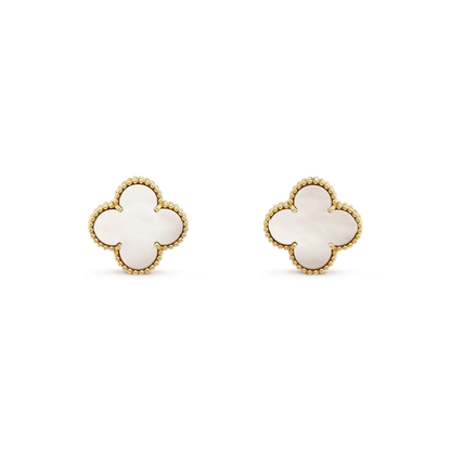 [ELAN LUXE]CLOVER MEDIUM 1 MOTIFS  WHITE MOP STUD EARRINGS