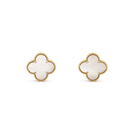 [ELAN LUXE]CLOVER MEDIUM 1 MOTIFS  WHITE MOP STUD EARRINGS