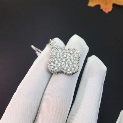 [ELAN LUXE]CLOVER 25MM SILVER FULL DIAMOND BIG CLOVER NECKLACE