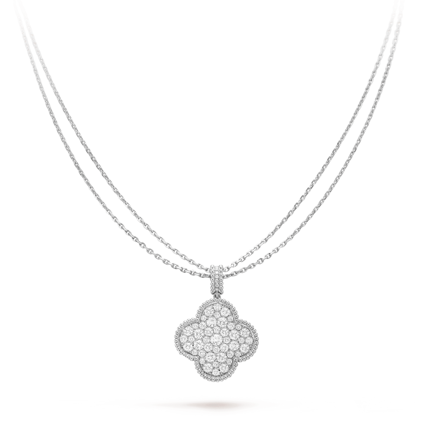 [ELAN LUXE]CLOVER 25MM SILVER FULL DIAMOND BIG CLOVER NECKLACE