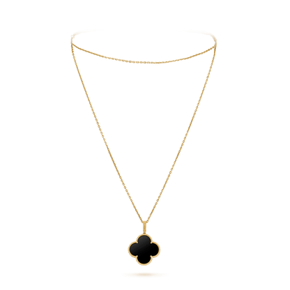 [ELAN LUXE]CLOVER 25MM GOLD ONYX BIG CLOVER NECKLACE
