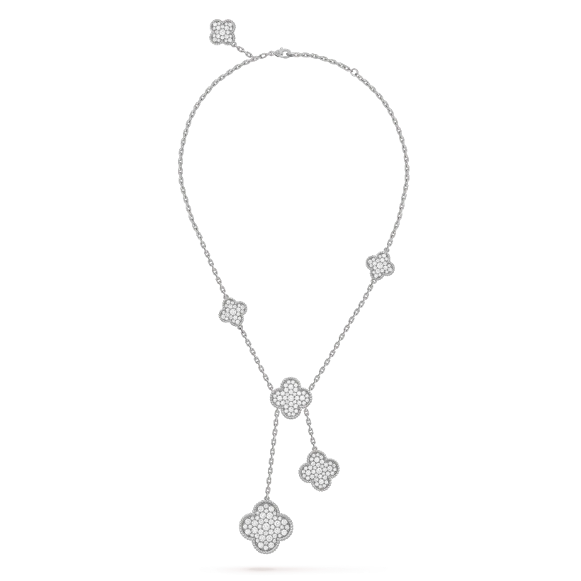 [ELAN LUXE]CLOVER 5 MOTIFS SILVER DIAMONDS NECKLACE