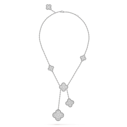 [ELAN LUXE]CLOVER 5 MOTIFS SILVER DIAMONDS NECKLACE