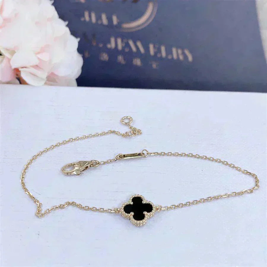 [ELAN LUXE]CLOVER ONYX SINGLE FLOWER BRACELET