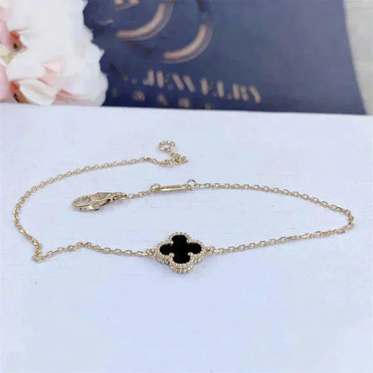 [ELAN LUXE]CLOVER ONYX SINGLE FLOWER BRACELET