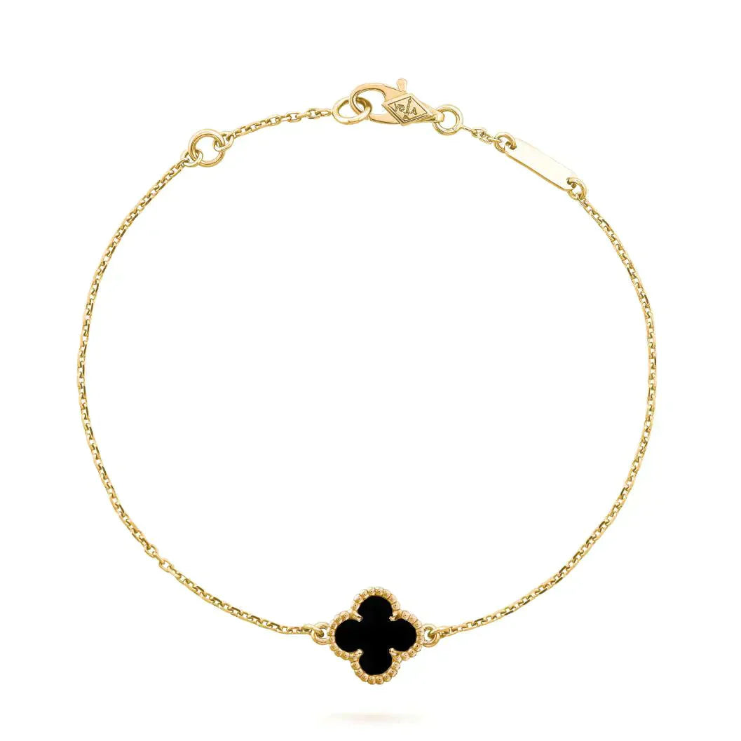 [ELAN LUXE]CLOVER ONYX SINGLE FLOWER BRACELET