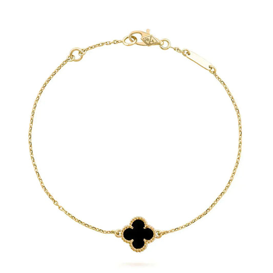 [ELAN LUXE]CLOVER ONYX SINGLE FLOWER BRACELET