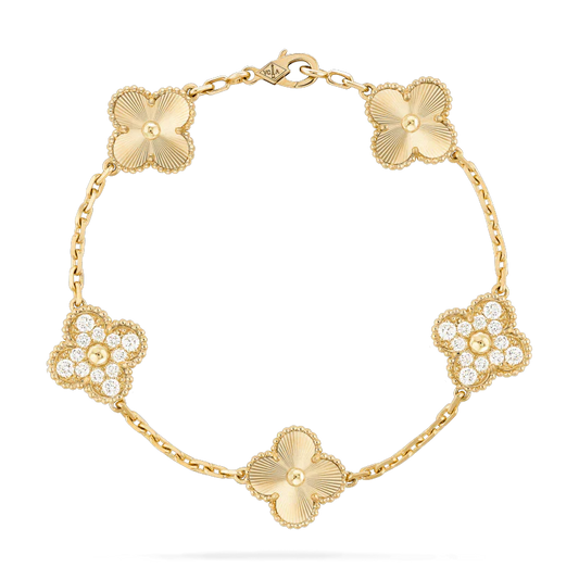 [ELAN LUXE]CLOVER BRACELET 5 MOTIFS GOLD DIAMOND