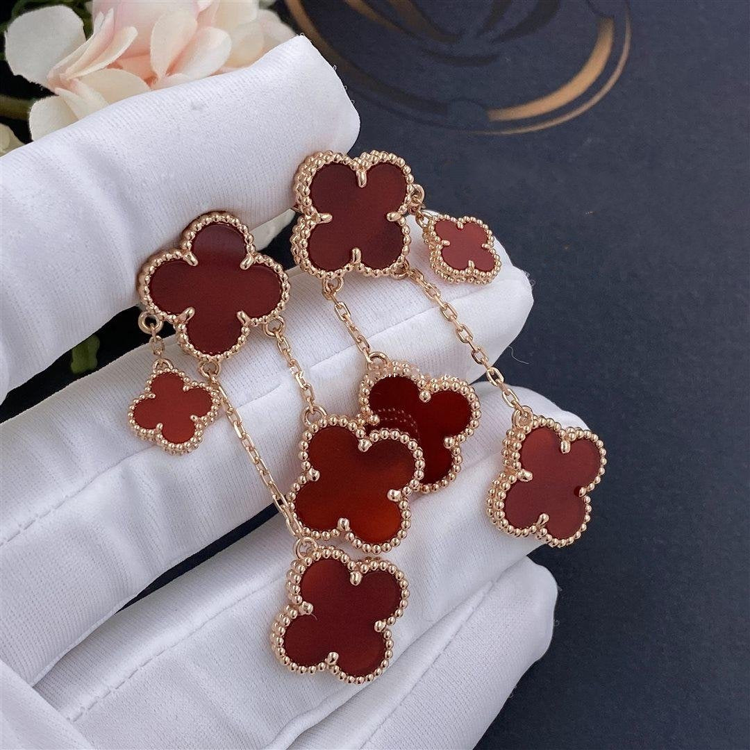 [ELAN LUXE]CLOVER EARRINGS CARNELIAN 4 MOTIFS PINK GOLD