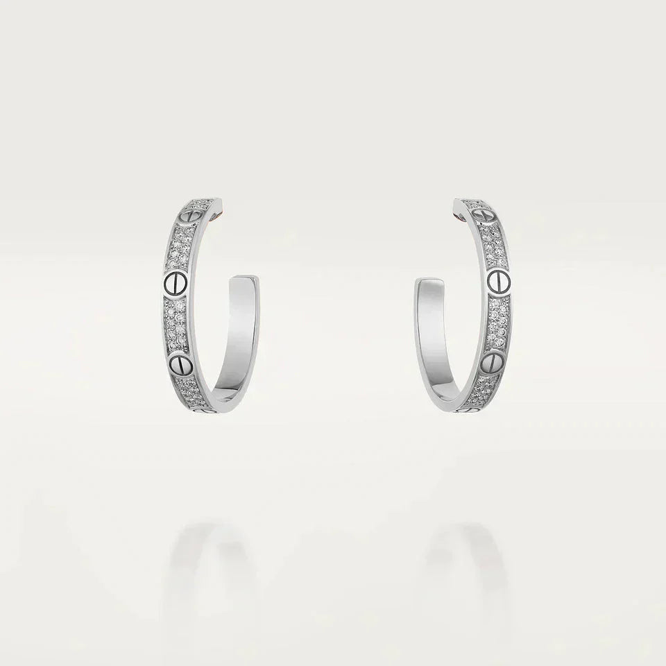 [ELAN LUXE]LOVE DIAMOND SILVER HOOP EARRINGS