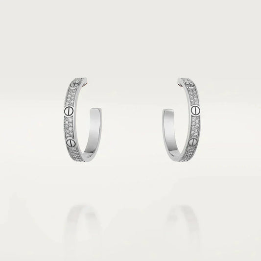 [ELAN LUXE]LOVE DIAMOND SILVER HOOP EARRINGS
