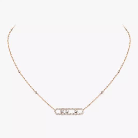 [ELAN LUXE] Move Pave_ Rose Gold Diamond Necklace