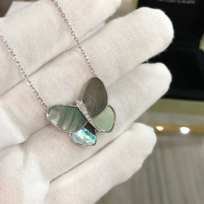 [ELAN LUXE]LARGE BUTTERFLY SILVER PENDANT DIAMOND NECKLACE