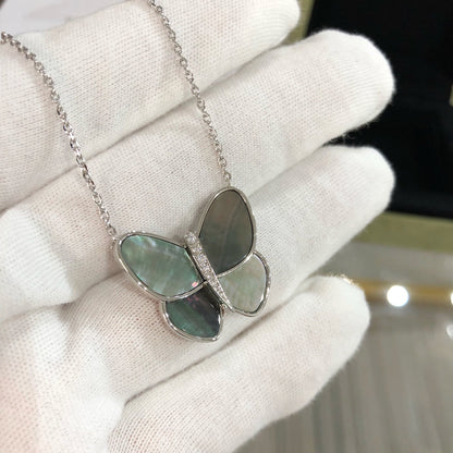 [ELAN LUXE]LARGE BUTTERFLY SILVER PENDANT DIAMOND NECKLACE