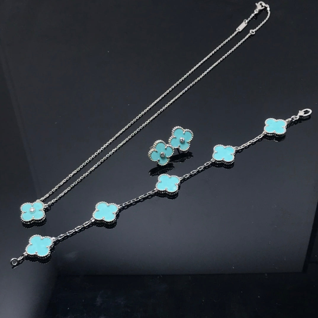 [ELAN LUXE]CLOVER 1 DIAMOND BLUE SKY SILVER EARRINGS