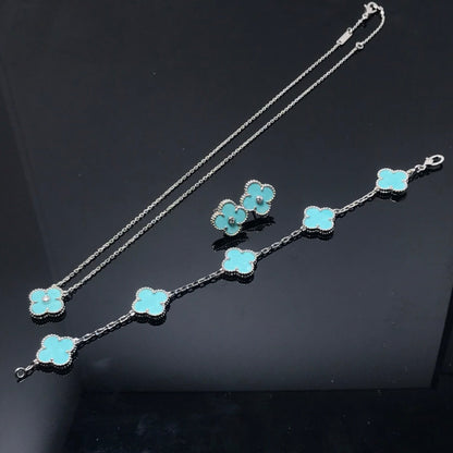 [ELAN LUXE]CLOVER 1 DIAMOND BLUE SKY SILVER EARRINGS