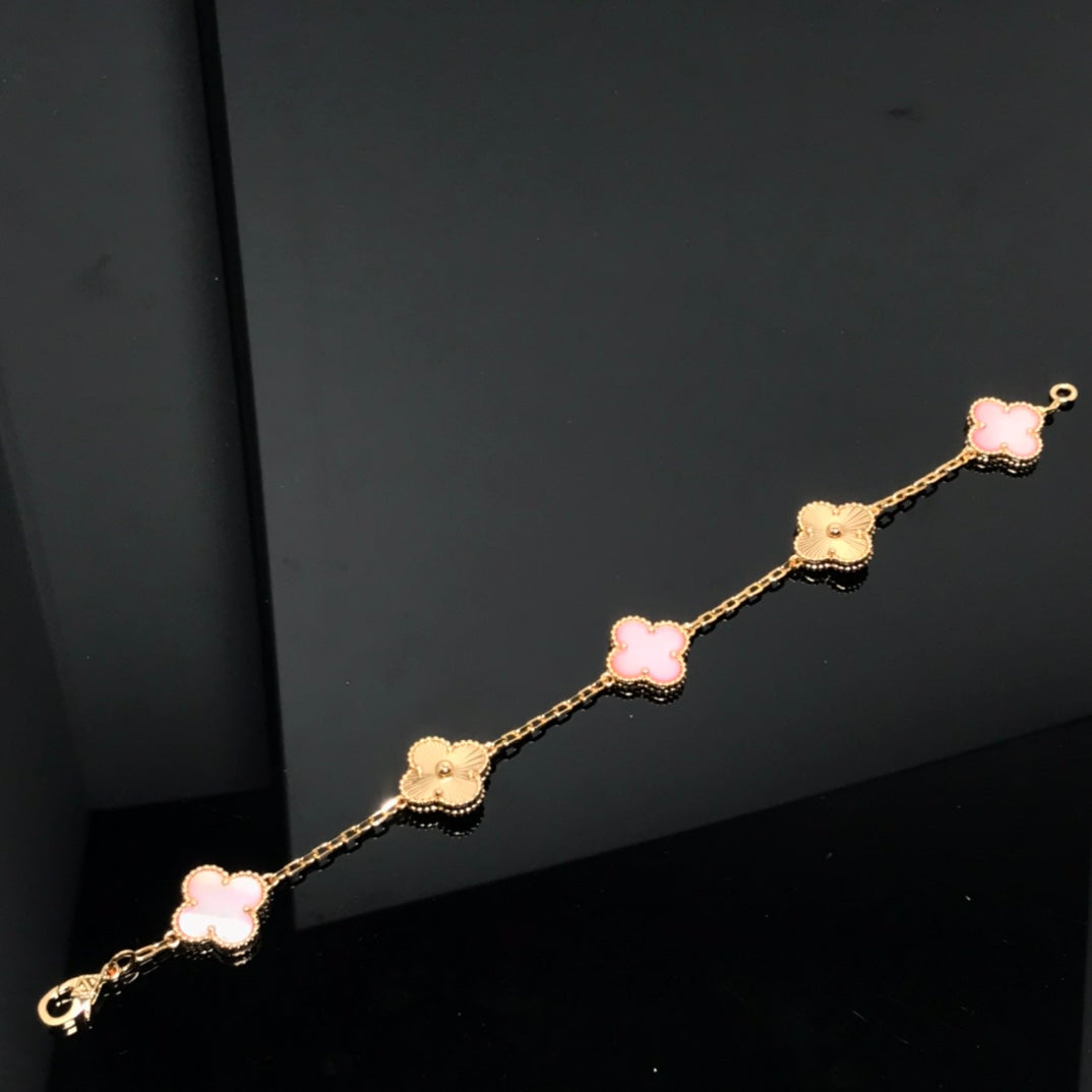 [ELAN LUXE]CLOVER BRACELET 5 MOTIF PINK AND PINK GOLD