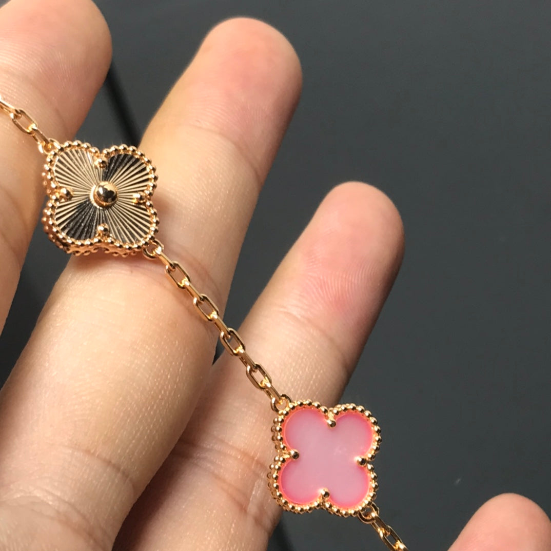 [ELAN LUXE]CLOVER BRACELET 5 MOTIF PINK AND PINK GOLD