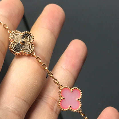 [ELAN LUXE]CLOVER BRACELET 5 MOTIF PINK AND PINK GOLD