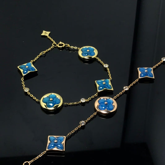 [ELAN LUXE]STAR AND SUN 4 MOTIF BLUE BRACELET
