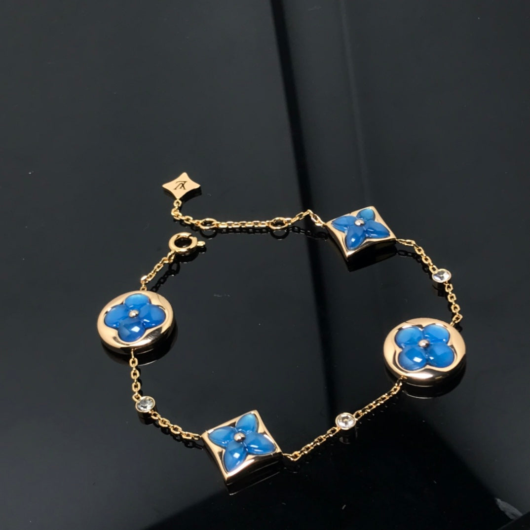 [ELAN LUXE]STAR AND SUN 4 MOTIF BLUE BRACELET