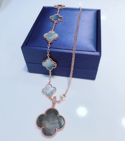 [ELAN LUXE]COMBINED BRACELET 5 MOTIFS AND NECKLACE DARK MOP ROSE GOLD