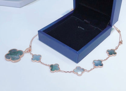 [ELAN LUXE]COMBINED BRACELET 5 MOTIFS AND NECKLACE DARK MOP ROSE GOLD