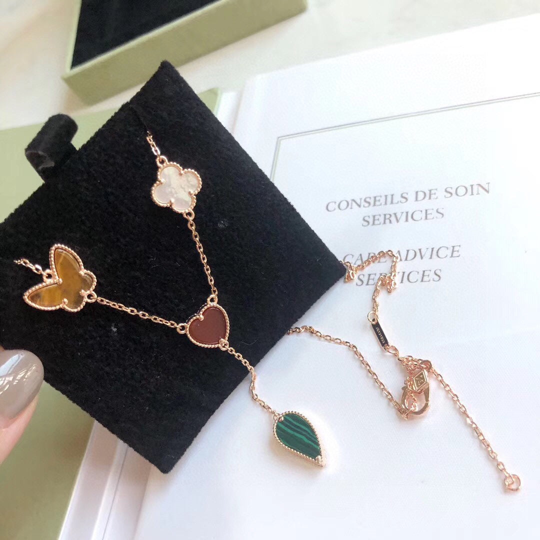 [ELAN LUXE]LUCKY SPRING 4 MOTIFS ROSE GOLD NECKLACE